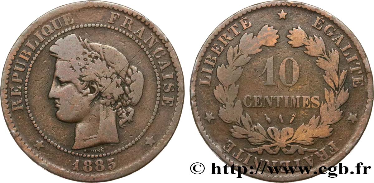 10 centimes Cérès 1885 Paris F.135/29 fS 