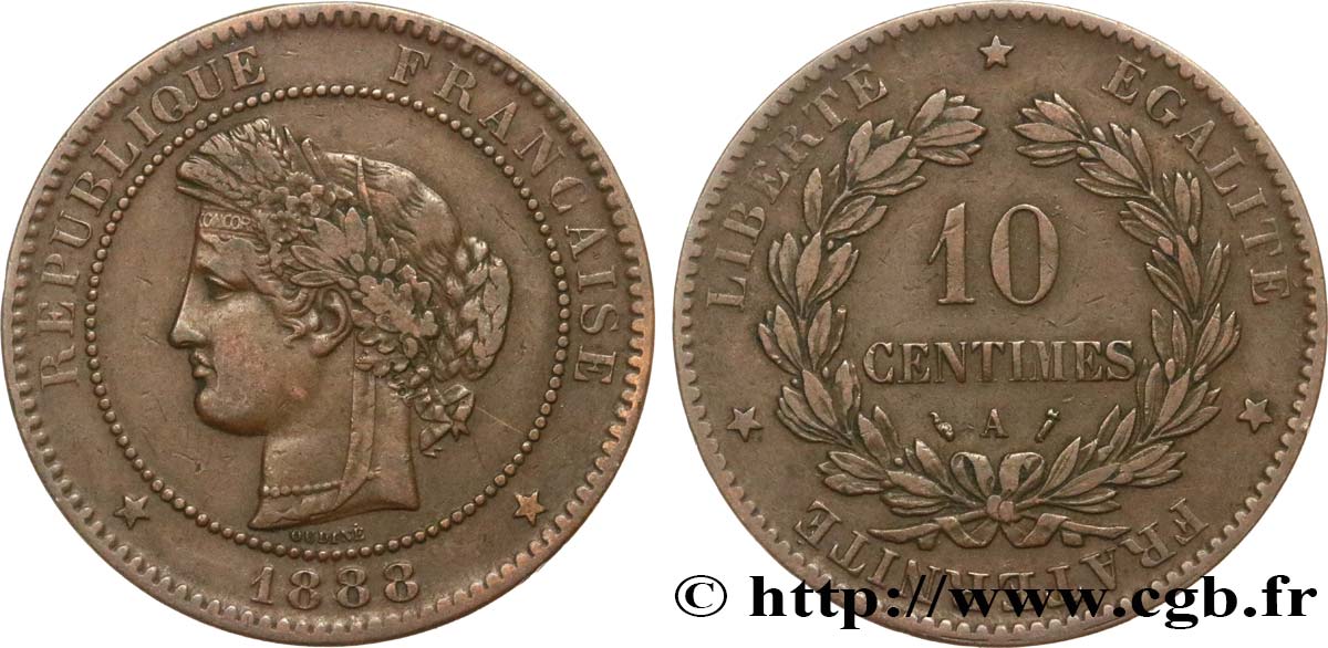 10 centimes Cérès 1888 Paris F.135/33 VF30 