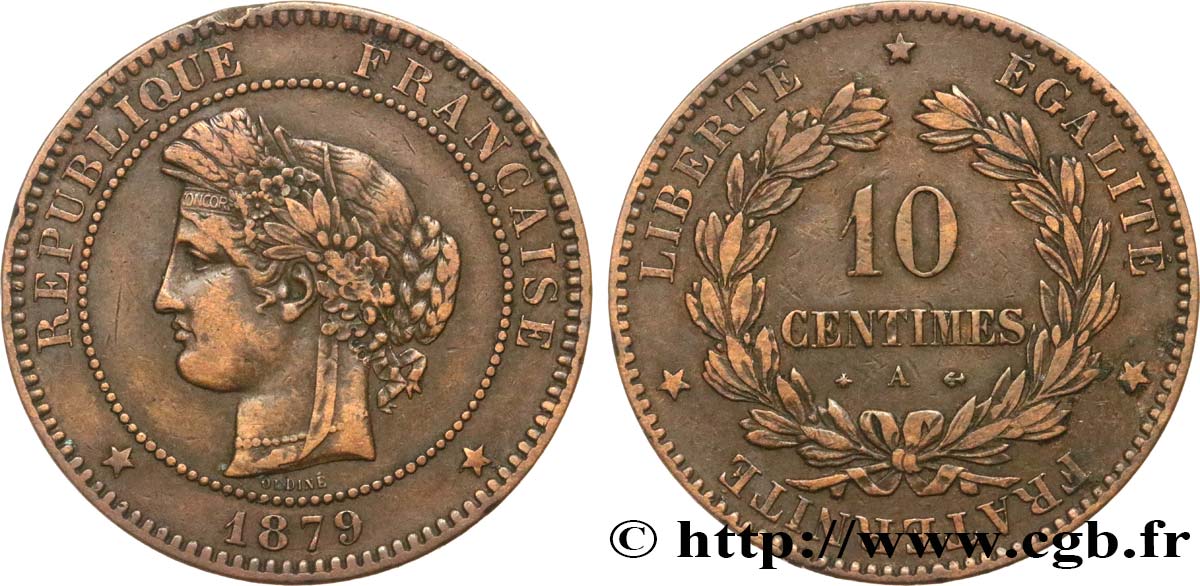 10 centimes Cérès 1879 Paris F.135/22 VF35 