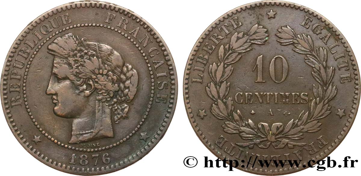 10 centimes Cérès 1876 Paris F.135/16 MB25 