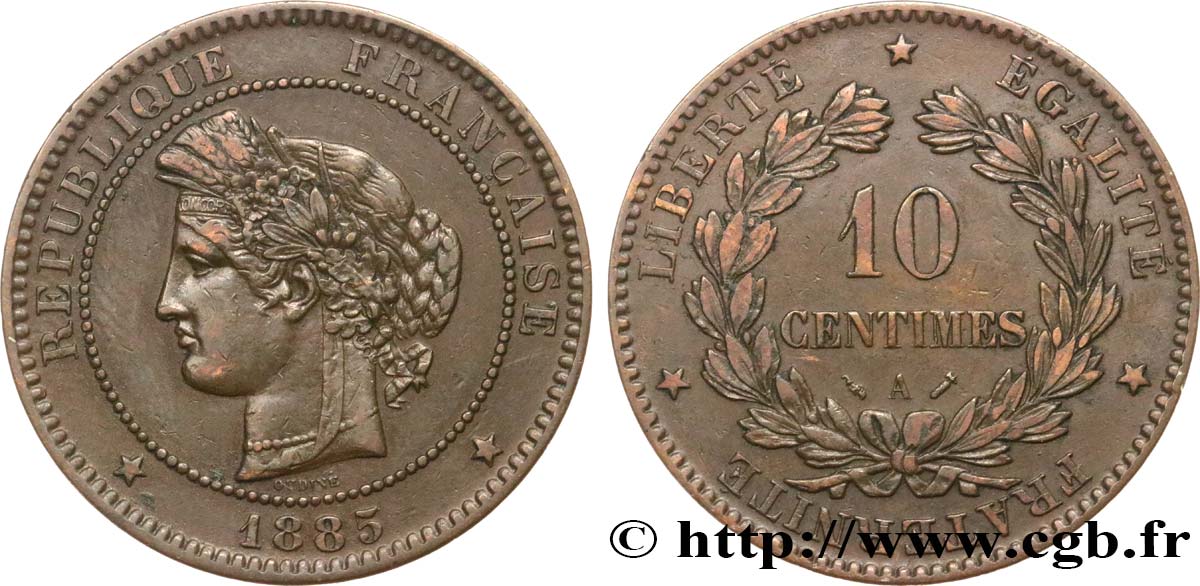 10 centimes Cérès 1885 Paris F.135/29 SS40 