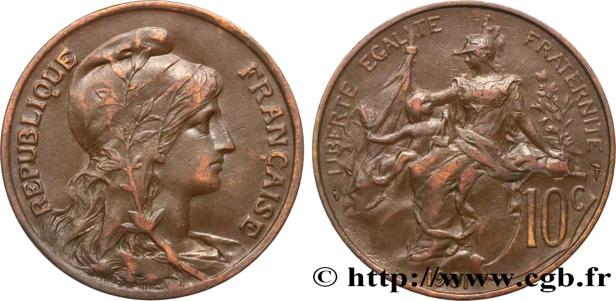10 centimes Daniel-Dupuis 1901  F.136/10 XF40 
