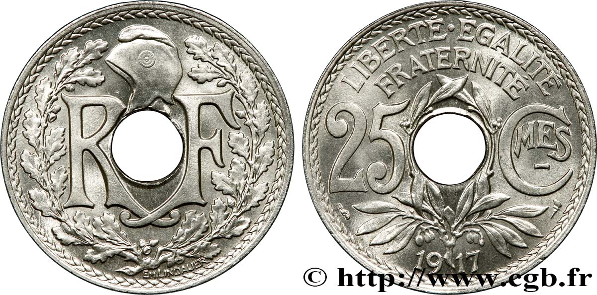 25 centimes Lindauer, Cmes souligné 1917  F.170/5 MS66 