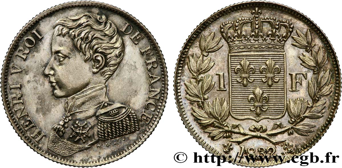 1 franc en argent 1832  VG.2711 var. SPL+ 