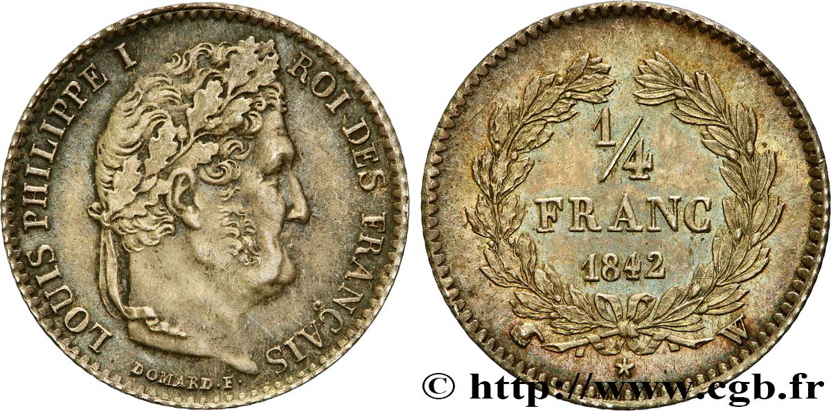 1/4 franc Louis-Philippe 1842 Lille F.166/92 MS63 