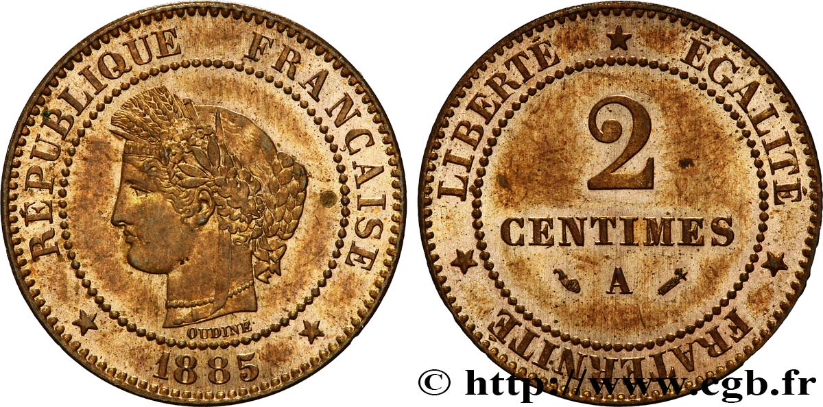 2 centimes Cérès 1885 Paris F.109/11 fST63 