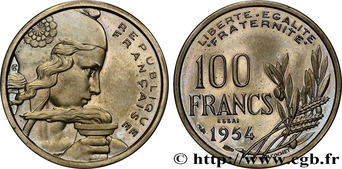 Essai-piéfort au double de 100 francs Cochet 1954  GEM.230 EP1 SC64 