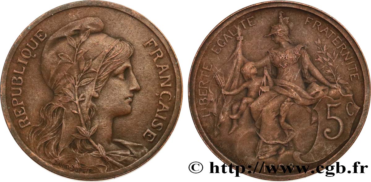 5 centimes Daniel-Dupuis, Flan Mat 1898  F.119/6 MS60 