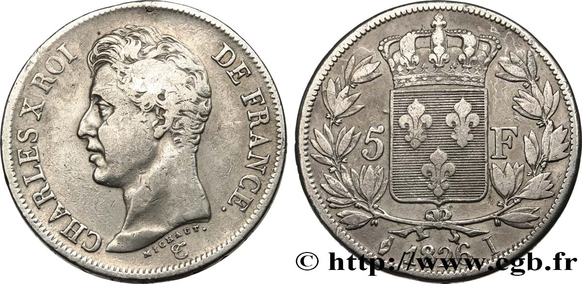 5 francs Charles X, 1er type 1826 Limoges F.310/20 VF 