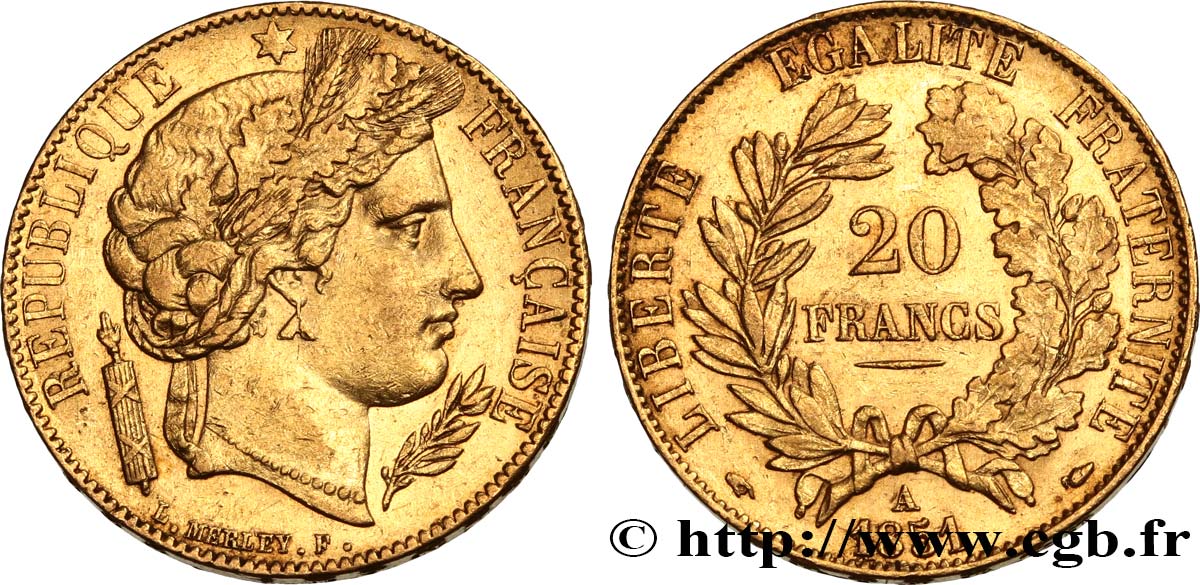 20 francs or Cérès 1851 Paris F.529/4 fVZ 