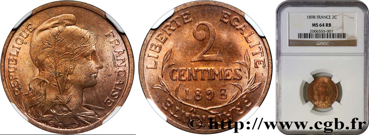 2 centimes Daniel-Dupuis 1898 Paris F.110/1 SPL64 NGC