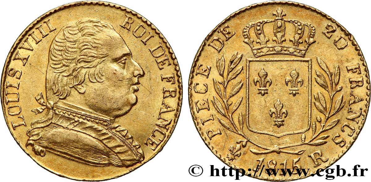 20 francs or Londres 1815 Londres F.518/1 AU55 