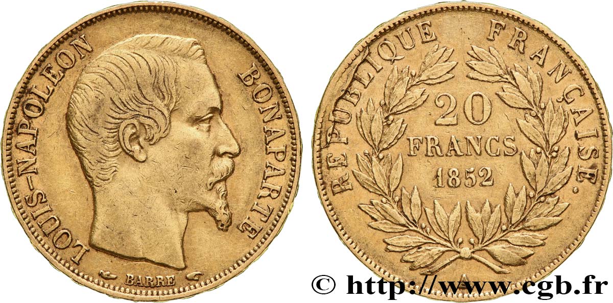 20 francs or Louis-Napoléon 1852 Paris F.530/1 BB 