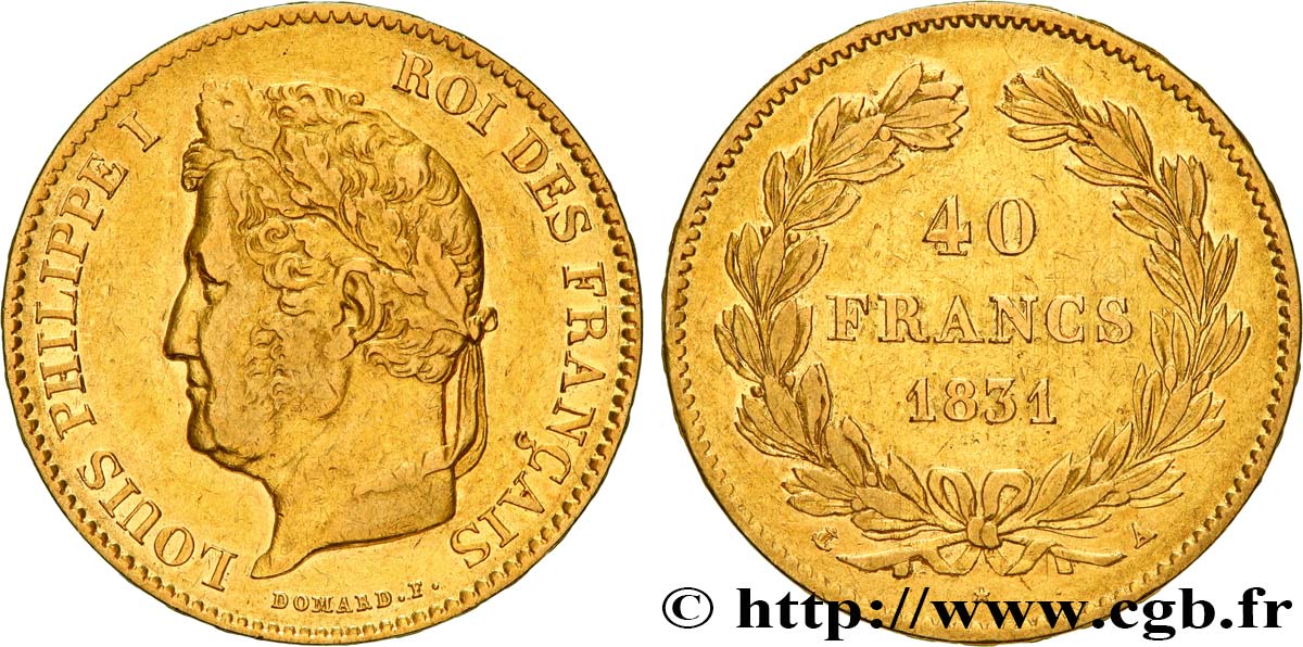 40 francs or Louis-Philippe 1831 Paris F.546/1 VF 
