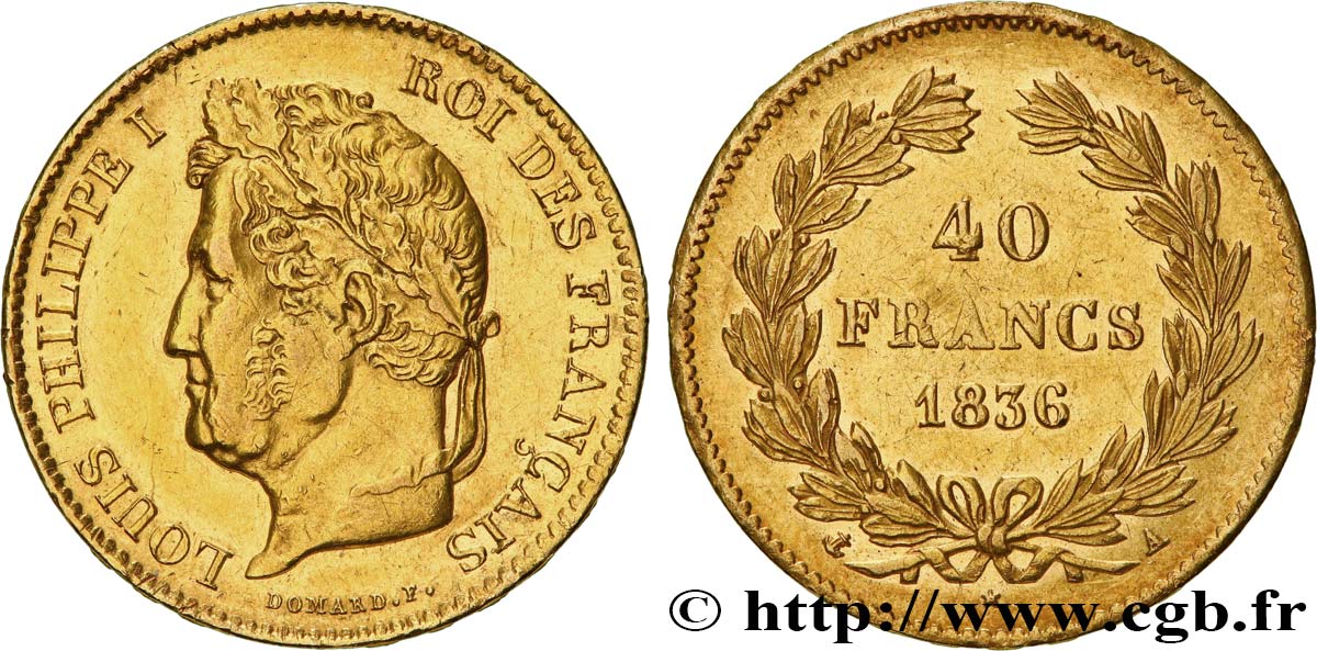 40 francs or Louis-Philippe 1836 Paris F.546/9 TTB+ 