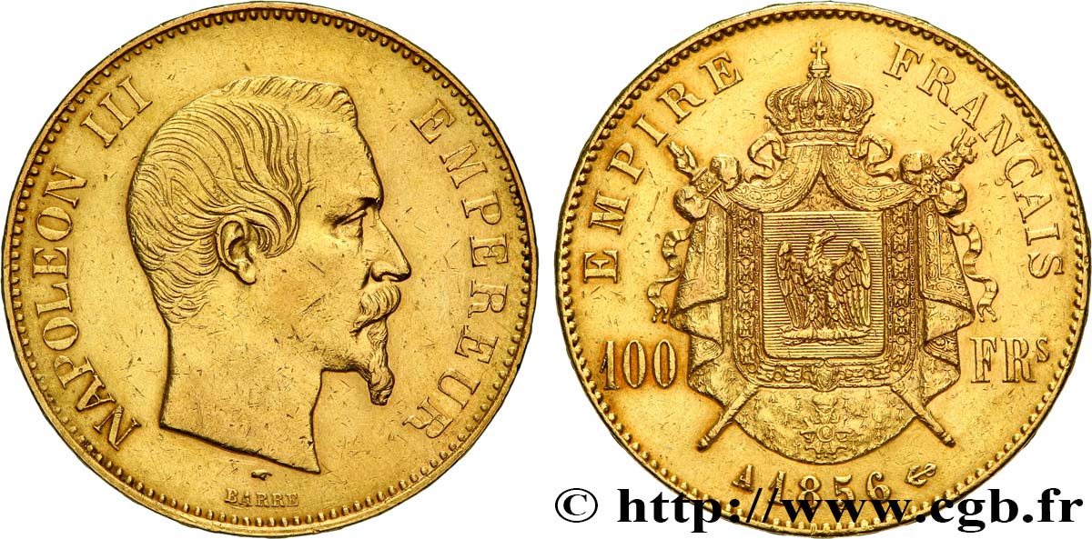 100 francs or Napoléon III tête nue 1856 Paris F.550/3 XF 