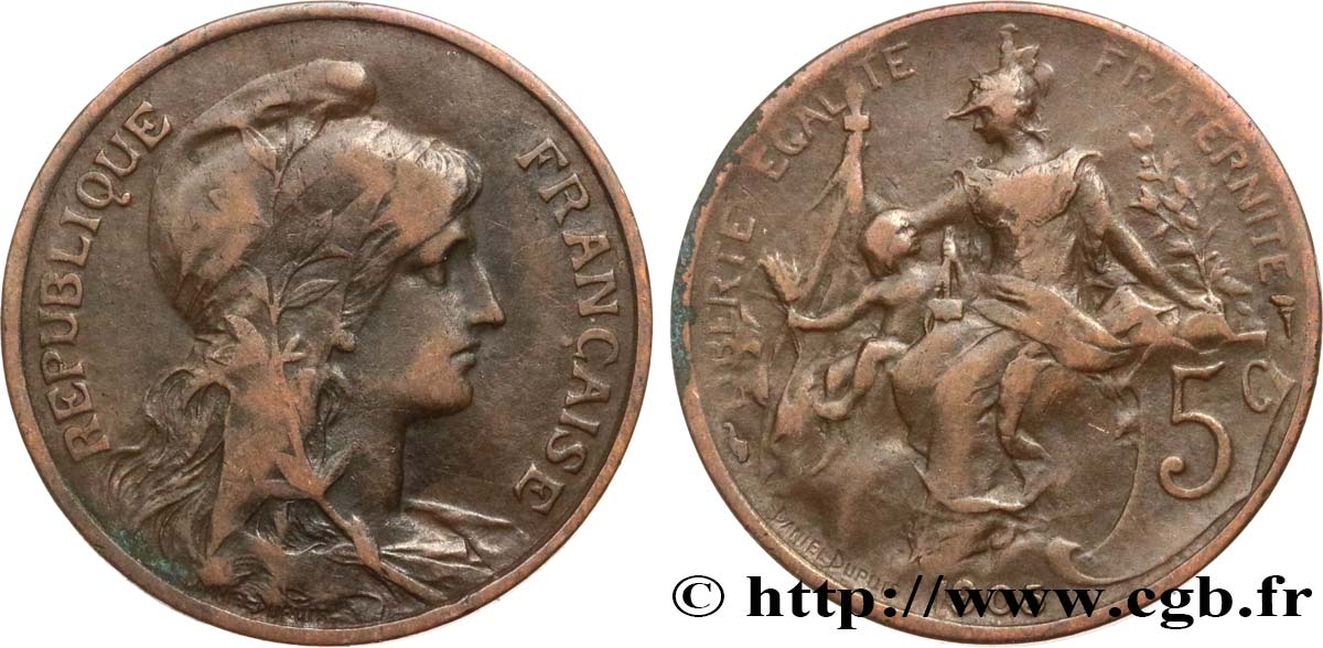 5 centimes Daniel-Dupuis 1905  F.119/15 VF20 