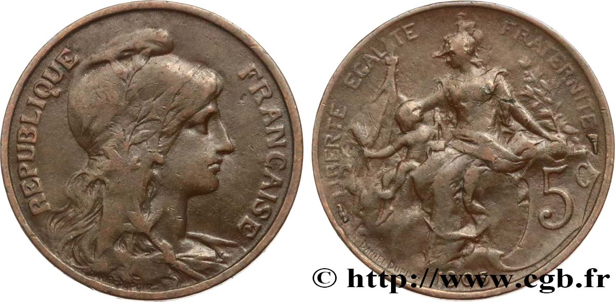 5 centimes Daniel-Dupuis 1905  F.119/15 VF20 