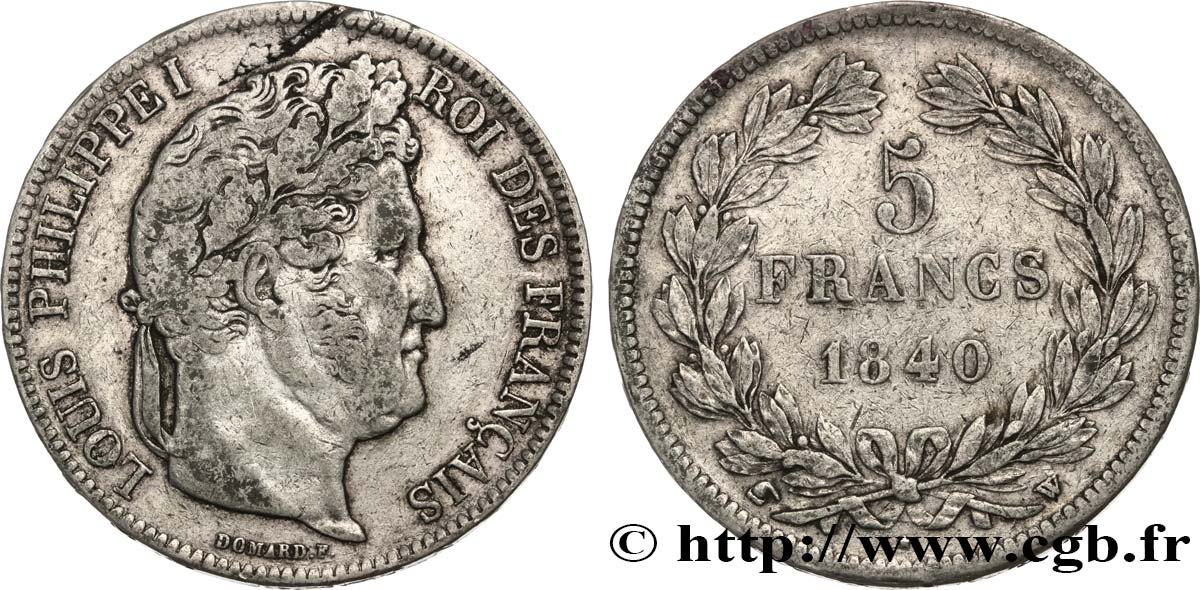5 francs IIe type Domard 1840 Lille F.324/89 TB25 