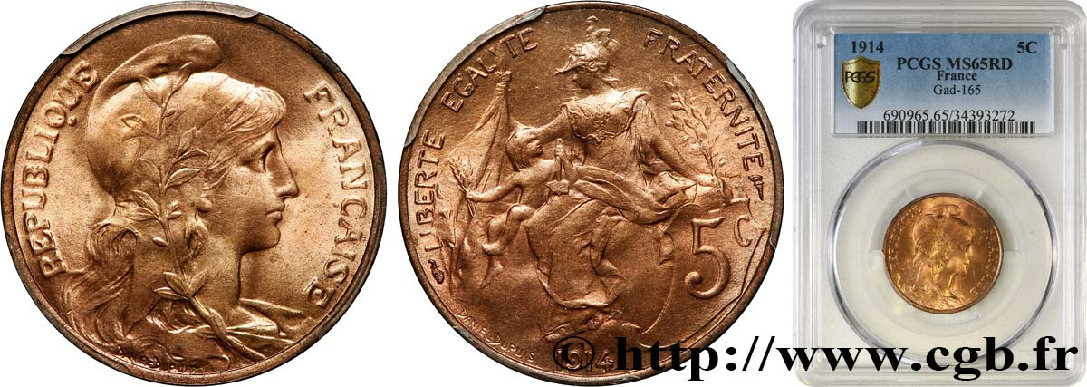 5 centimes Daniel-Dupuis 1914  F.119/26 MS65 PCGS