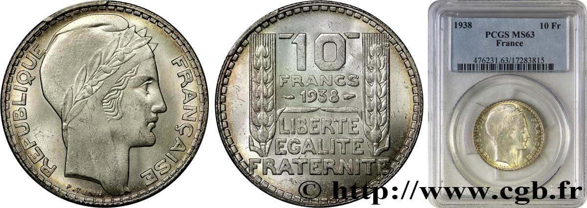 10 francs Turin 1938  F.360/9 fST63 PCGS