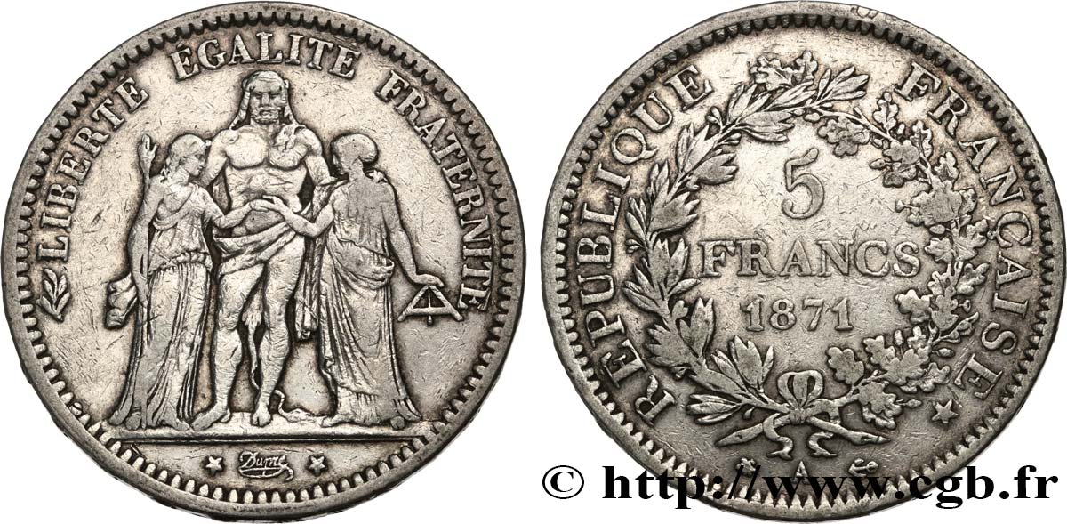 5 francs Hercule 1871 Paris F.334/2 MB25 