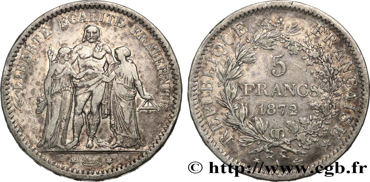 5 francs Hercule 1872 Paris F.334/6 TB+ 
