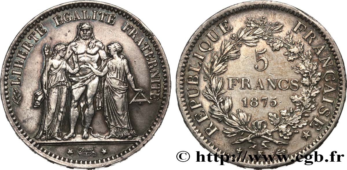 5 francs Hercule 1875 Bordeaux F.334/16 XF 
