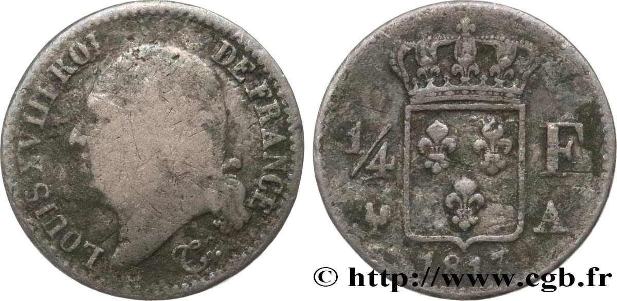 1/4 franc Louis XVIII  1817 Paris F.163/1 B12 