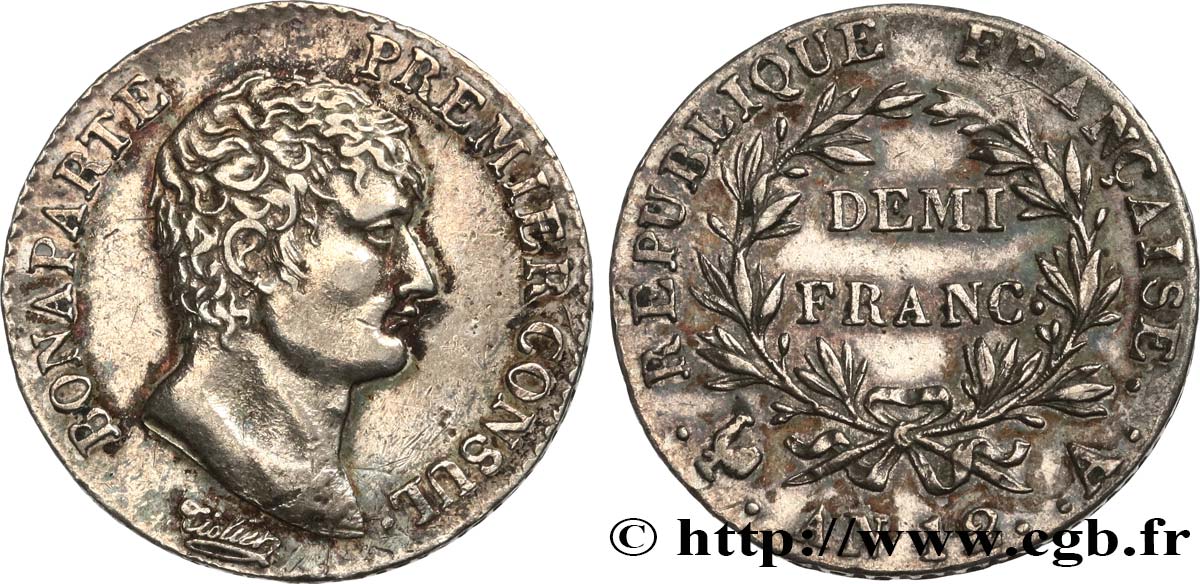 Demi-franc Bonaparte Premier Consul 1804 Paris F.173/2 TTB+ 