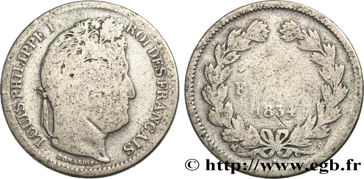 2 francs Louis-Philippe 1834 Rouen F.260/30 SGE6 