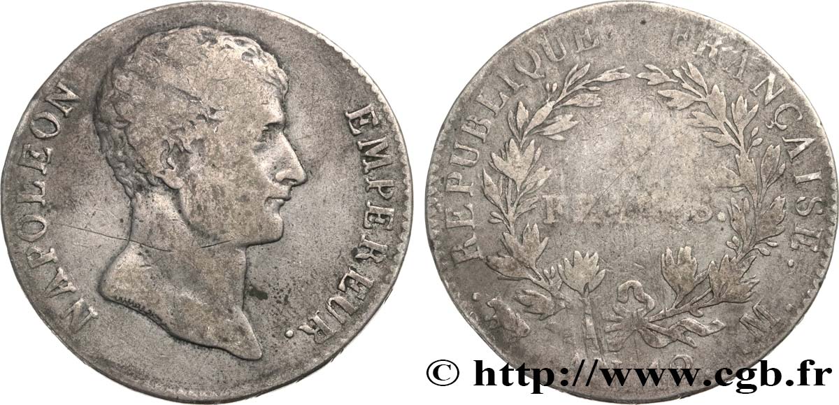 5 francs Napoléon Empereur, type intermédiaire 1804 Toulouse F.302/8 TB15 