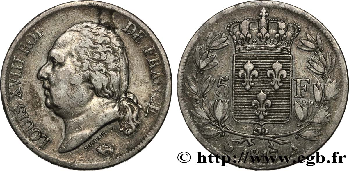 5 francs Louis XVIII, tête nue 1817  Paris F.309/14 TB35 