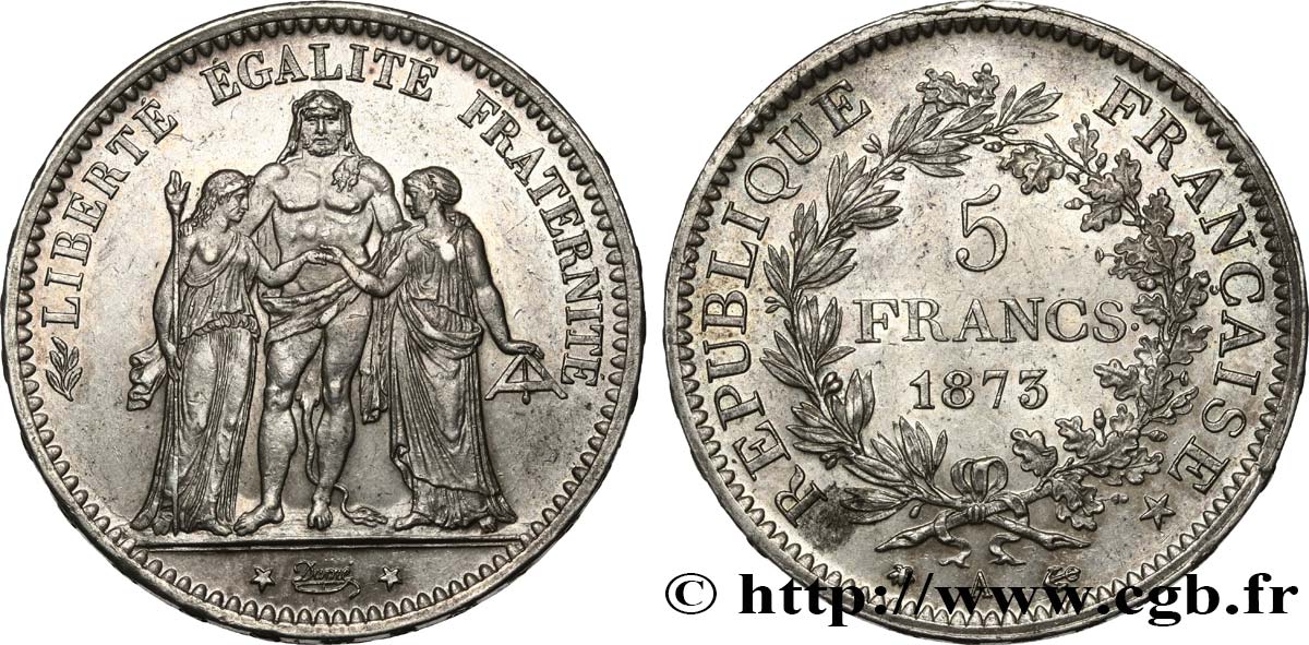 5 francs Hercule 1873 Paris F.334/9 MS62 