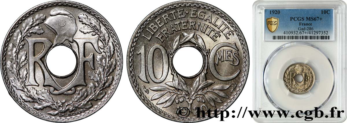 10 centimes Lindauer 1920  F.138/4 MS67 PCGS