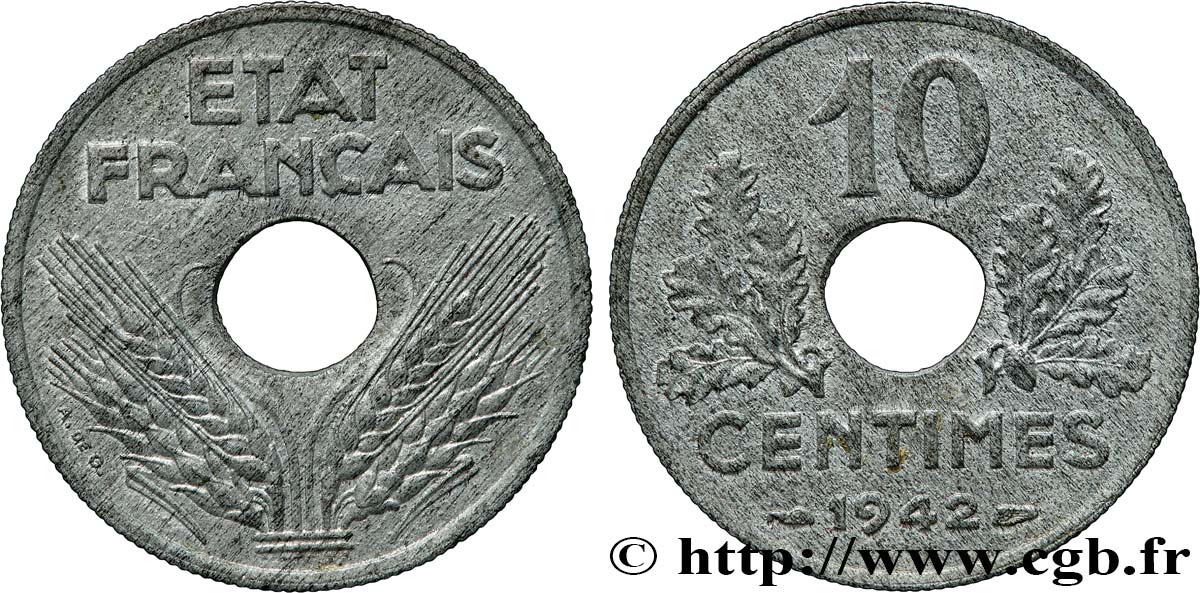 10 centimes Etat français grand module 1942  F.141/4 EBC60 