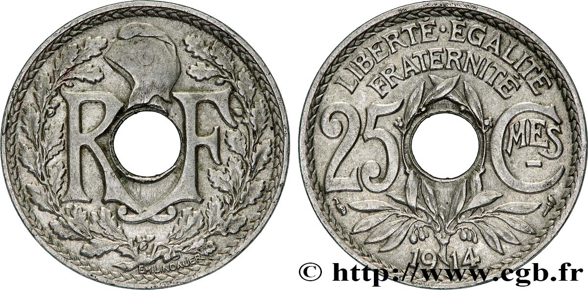 25 centimes Lindauer, Cmes souligné 1914  F.170/2 MBC45 