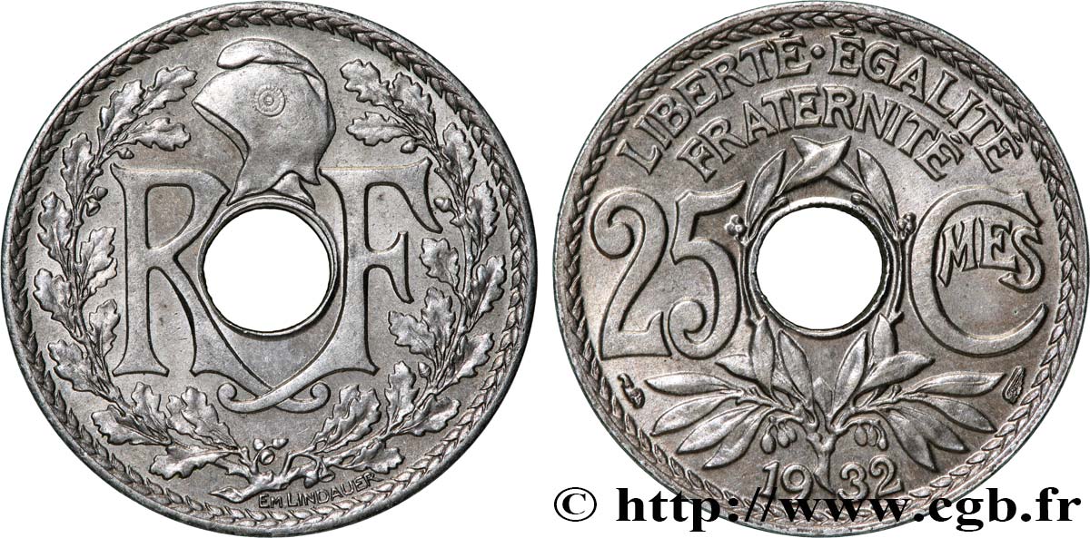 25 centimes Lindauer  1932  F.171/16 MS62 
