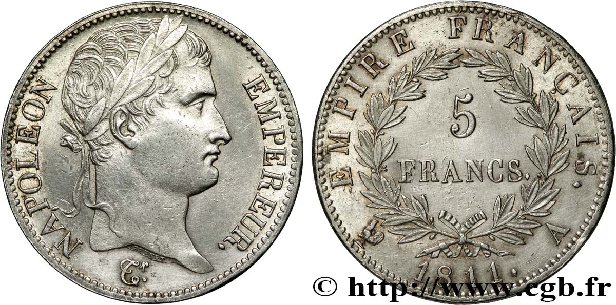 5 francs Napoléon Empereur, Empire français 1811 Paris F.307/27 SUP 