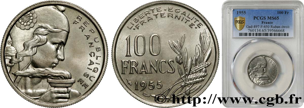 100 francs Cochet 1955  F.450/4 ST65 PCGS