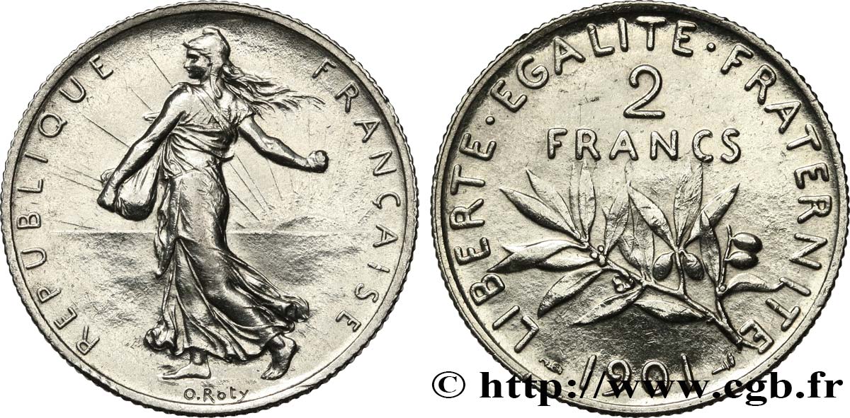 2 francs Semeuse 1901  F.266/6 MS 
