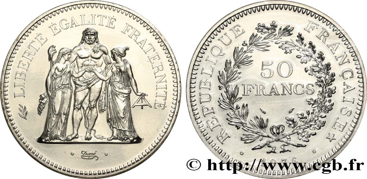 2 pieces 50 francs hercule argent 1976 