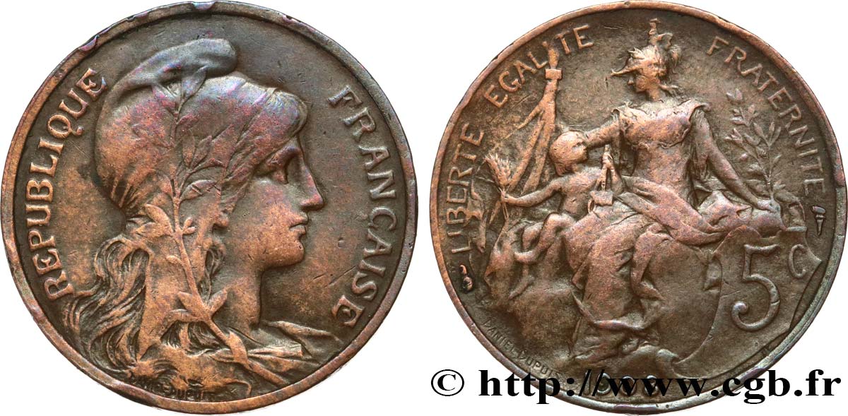 5 centimes Daniel-Dupuis 1908  F.119/19 TB 