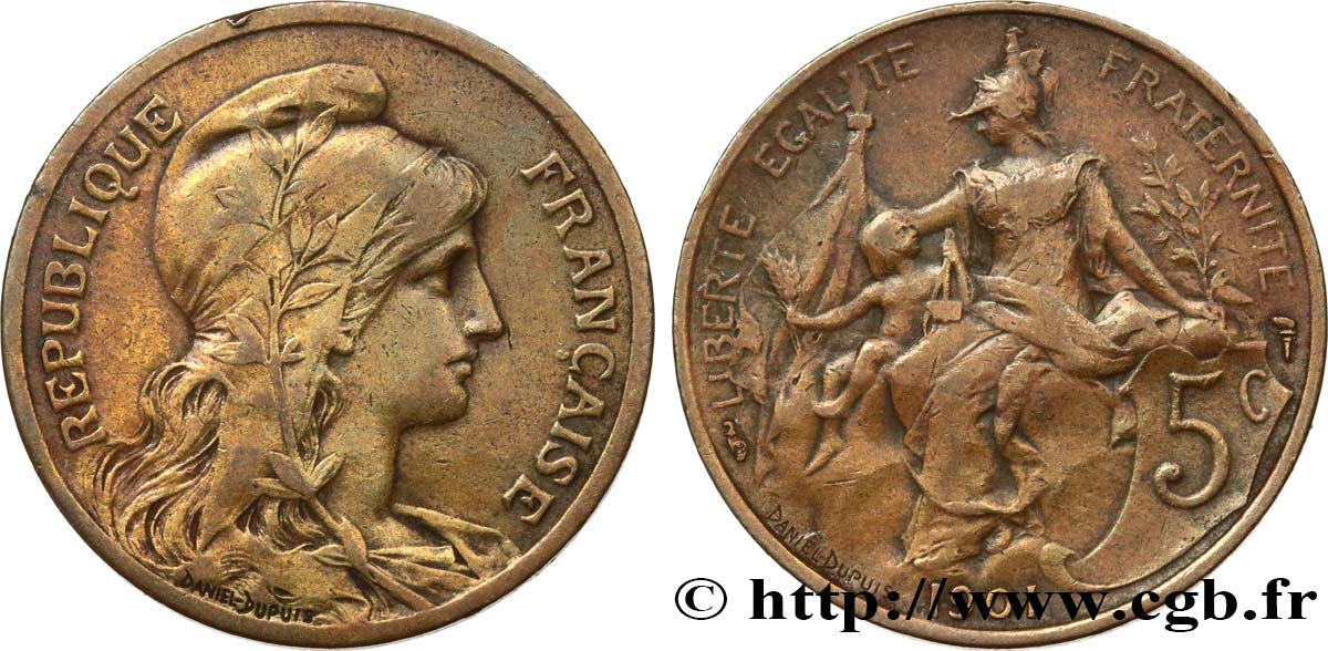 5 centimes Daniel-Dupuis 1901  F.119/11 VF25 