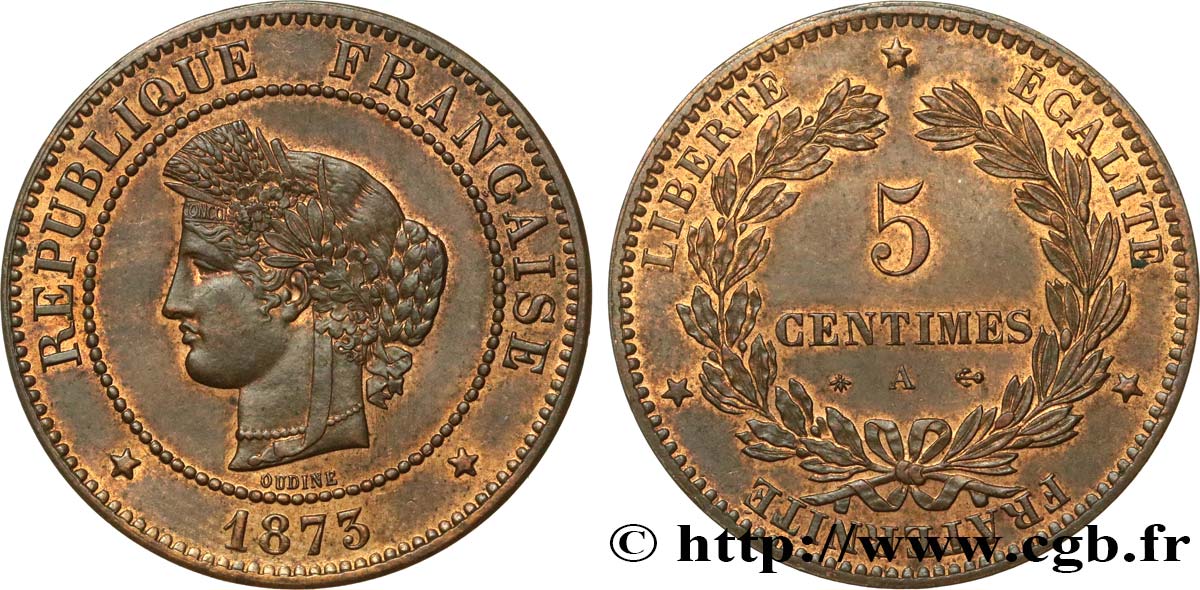 5 centimes Cérès 1873 Paris F.118/7 MS61 