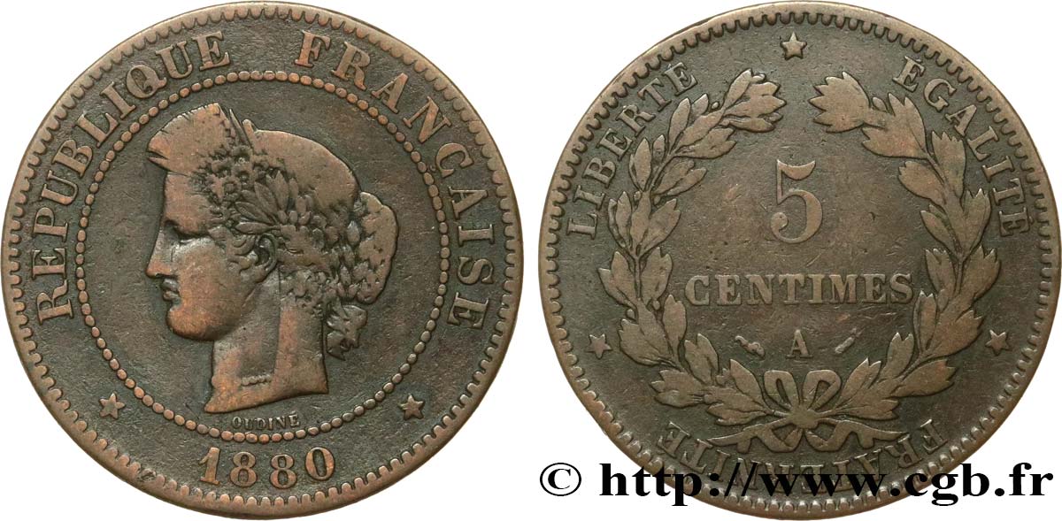 5 centimes Cérès 1880 Paris F.118/21 F15 