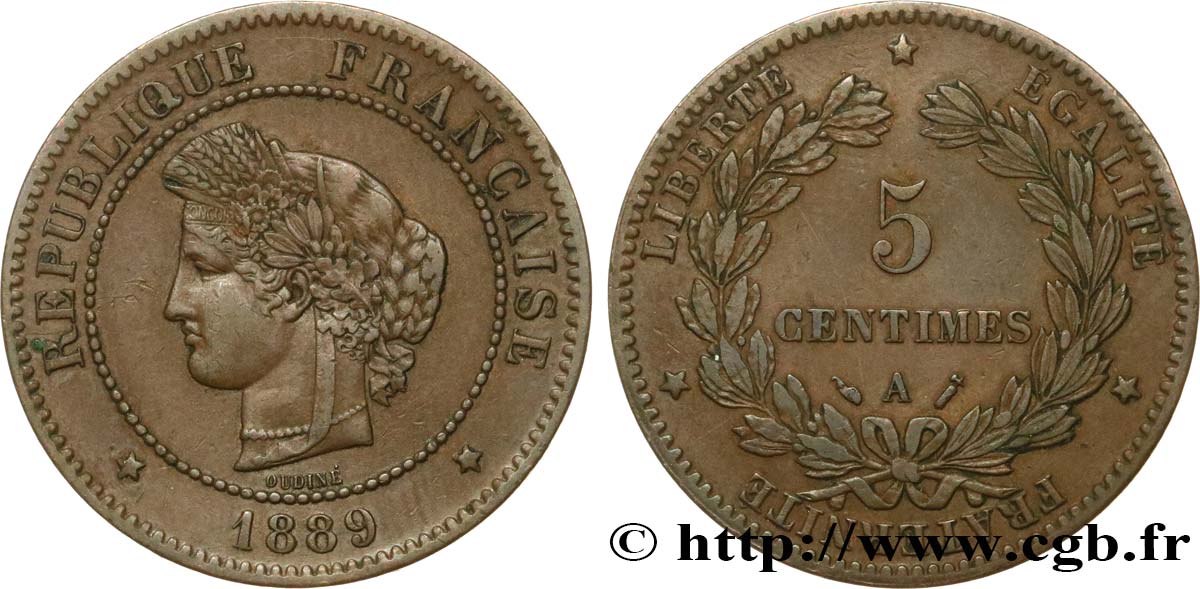 5 centimes Cérès 1889 Paris F.118/31 MBC40 