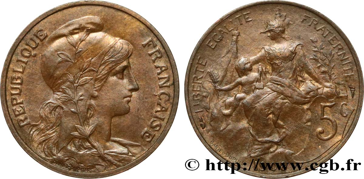 5 centimes Daniel-Dupuis 1908  F.119/19 TTB53 