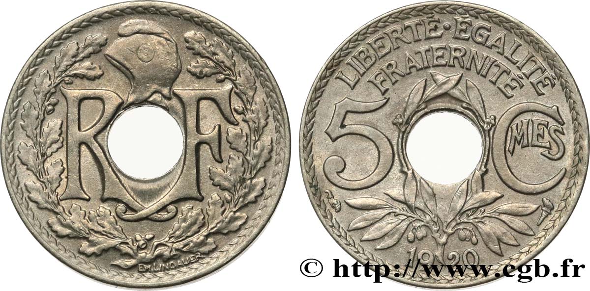 5 centimes Lindauer, grand module 1920  F.121/4 TTB53 