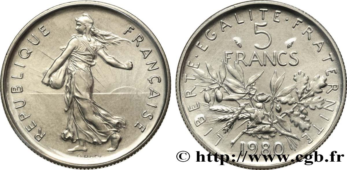 5 francs Semeuse, nickel 1980 Pessac F.341/12 FDC 